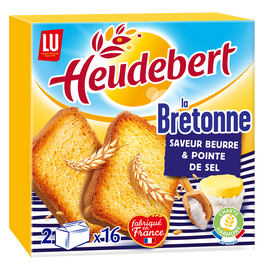 Biscottes La Bretonne Saveur beurre et sel HEUDEBERT - Paquet de 32 tranches - 290g