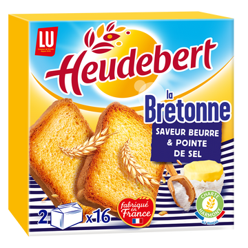 Biscottes La Bretonne Saveur beurre et sel HEUDEBERT - Paquet de 32 tranches - 290g