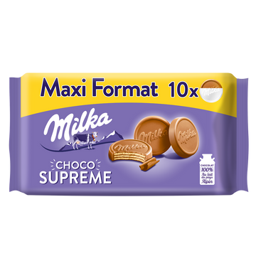 Biscuits gaufrettes enrobés au chocolat supreme au lait MILKA - Paquetde 300g