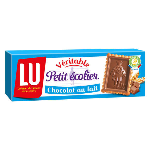 Biscuits petit beurre chocolat au lait Petit Ecolier LU, paquet de 150g