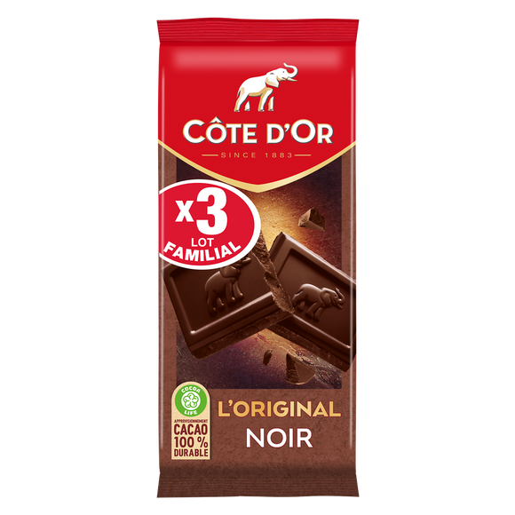 Chocolat noir L'Original COTE D'OR - 3 tablettes de 100g