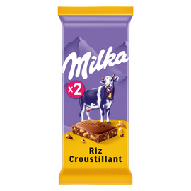 Chocolat au lait et riz croustillant MILKA - 2 tablettes de 100g
