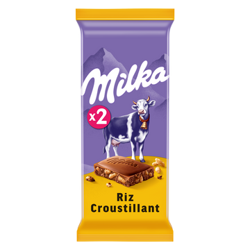 Chocolat au lait et riz croustillant MILKA - 2 tablettes de 100g