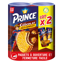 Biscuits fourrés au chocolat au blé complet PRINCE, 2 paquets de 300g