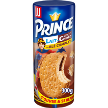 Biscuits fourrés au chocolat lait au blé complet PRINCE, paquet de 300g
