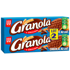 Biscuits sablés nappés au chocolat au lait GRANOLA, 2 paquets de 200g