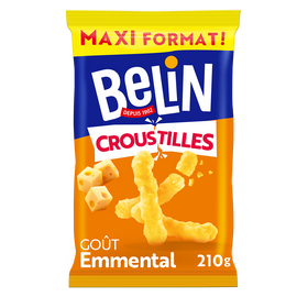 Biscuits apéritifs Croustilles emmental format party BELIN - Sachet de210g