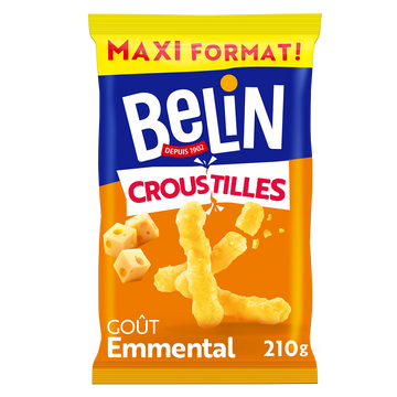Biscuits apéritifs Croustilles emmental format party BELIN - Sachet de210g