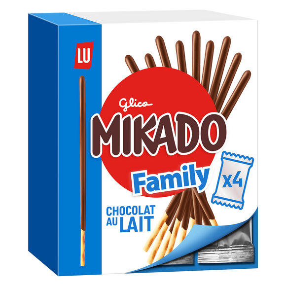 Biscuits nappés au chocolat au lait Mikado LU, paquet de 300g