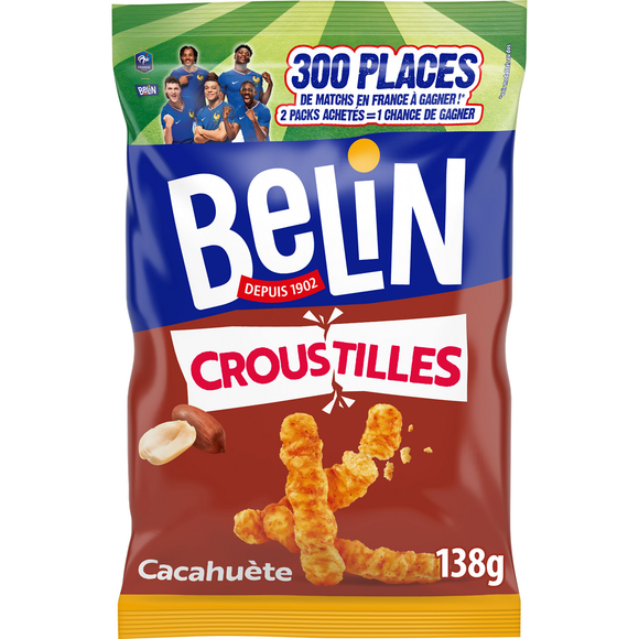 Biscuits apéritifs cacahuètes Croustilles BELIN - Paquet de 138g format familial