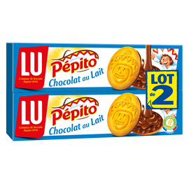 Biscuits nappés au chocolat au lait Pepito LU, 2 paquets de 192g