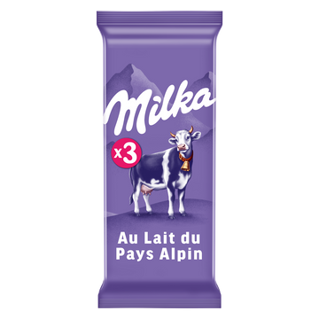 Chocolat au lait MILKA - 3 tablettes de 100g