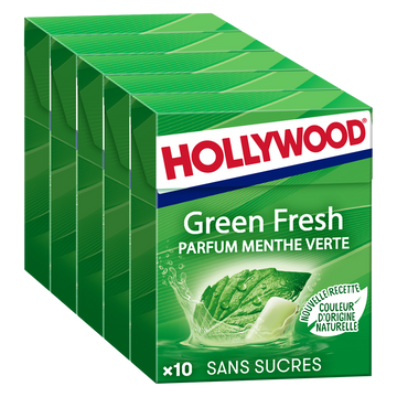 Chewing-gum Greenfresh, sans sucres HOLLYWOOD, pentapack 5x10 dragées70g