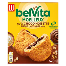 Biscuits moelleux coeur gourmand goût choco noisette Belvita LU, paquet de 250g