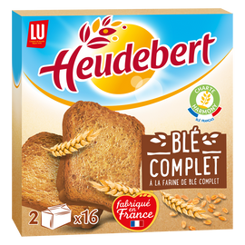 Biscottes Blé complet HEUDEBERT - Paquet de 32 tranches - 280g