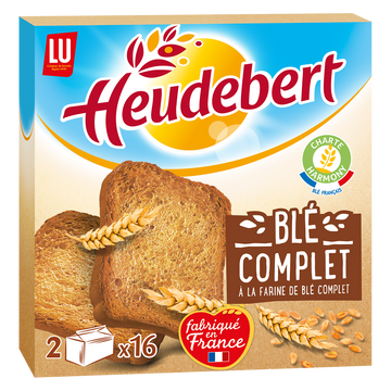 Biscottes Blé complet HEUDEBERT - Paquet de 32 tranches - 280g