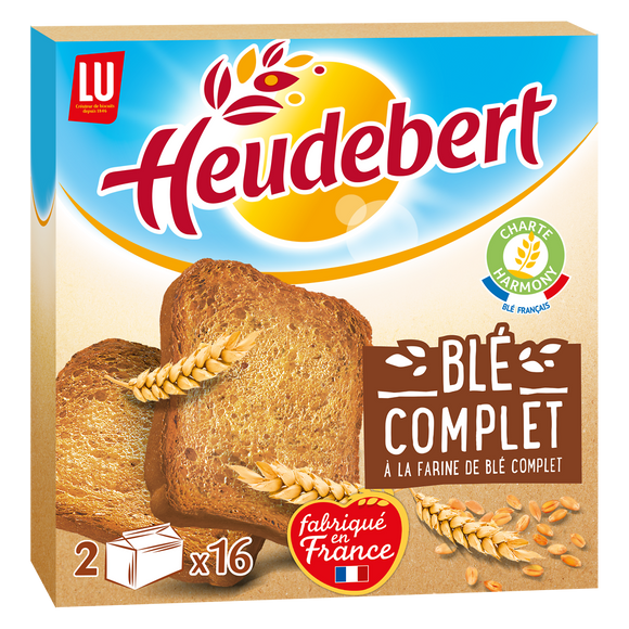 Biscottes Blé complet HEUDEBERT - Paquet de 32 tranches - 280g