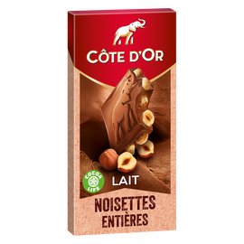 Chocolat au lait aux noisettes entières COTE D'OR - Tablette de 180g