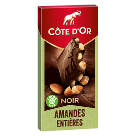 Chocolat noir amandes entières COTE D'OR - Tablette de 180g