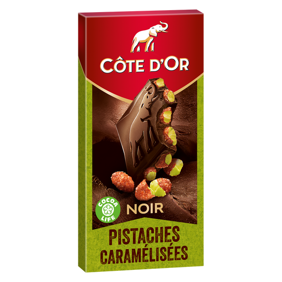 Chocolat noir aux pistaches caramélisées COTE D'OR - Tablette de 180g