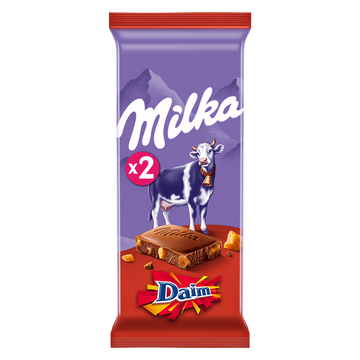 Chocolat au lait aux éclats de caramel Daim MILKA - 2 tablettes de 100g