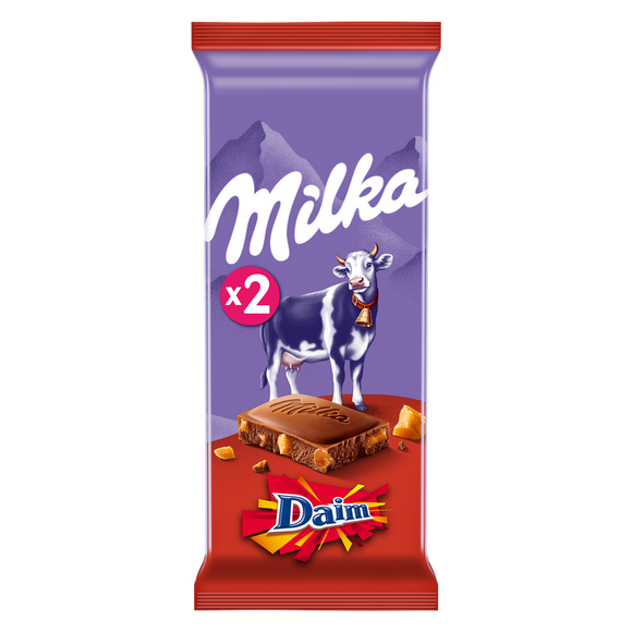 Chocolat au lait aux éclats de caramel Daim MILKA - 2 tablettes de 100g