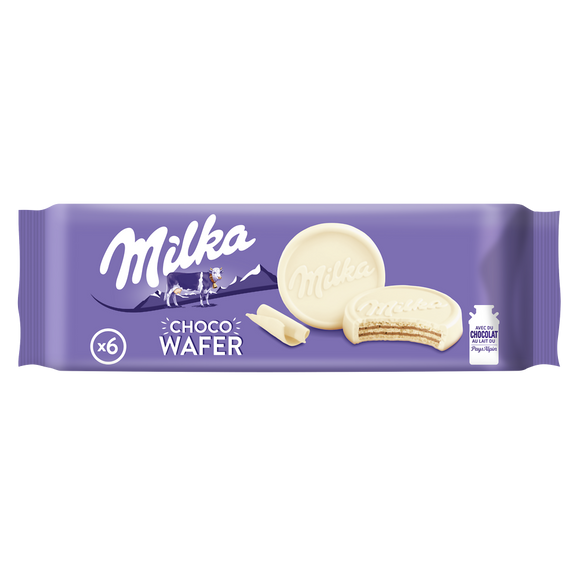 Biscuits gaufrettes enrobés au chocolat blanc supreme MILKA - Paquet de 180g