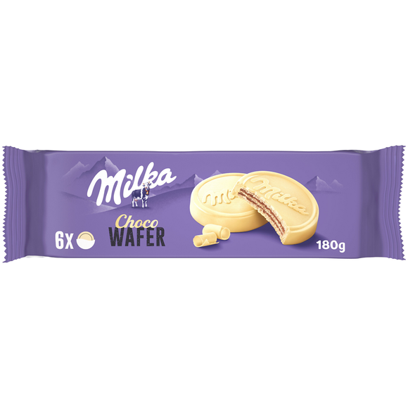 Biscuits gaufrettes enrobés au chocolat blanc supreme MILKA - Paquet de 180g
