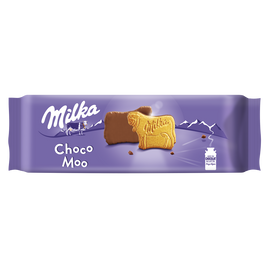Biscuits nappés au chocolat au lait Choco Moo MILKA, paquet de 200g