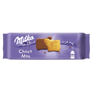 Biscuits nappés au chocolat au lait Choco Moo MILKA, paquet de 200g