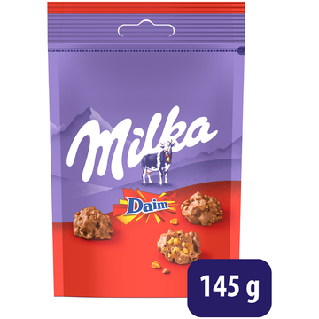 Chocolat au lait et aux éclats de Daim Snax MILKA - Sachet de 145g