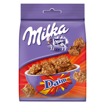 Chocolat au lait et aux éclats de Daim Snax MILKA - Sachet de 145g