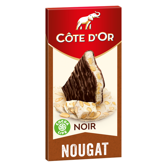 Chocolat noir fourré au nougat COTE D'OR - Tablette de 130g