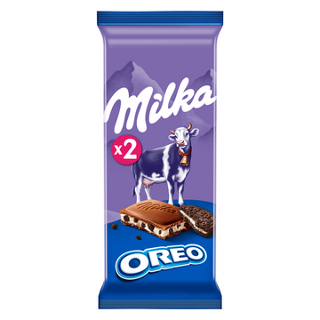 Chocolat au lait et éclats de biscuits Oréo MILKA - 2 tablettes de 100g