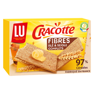 Biscottes fibres aux céréales complètes CRACOTTE - Paquet de 250g