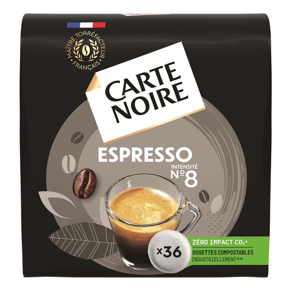 Café dosettes CARTE NOIRE Espresso n°8 - Compatible SENSEO - x36