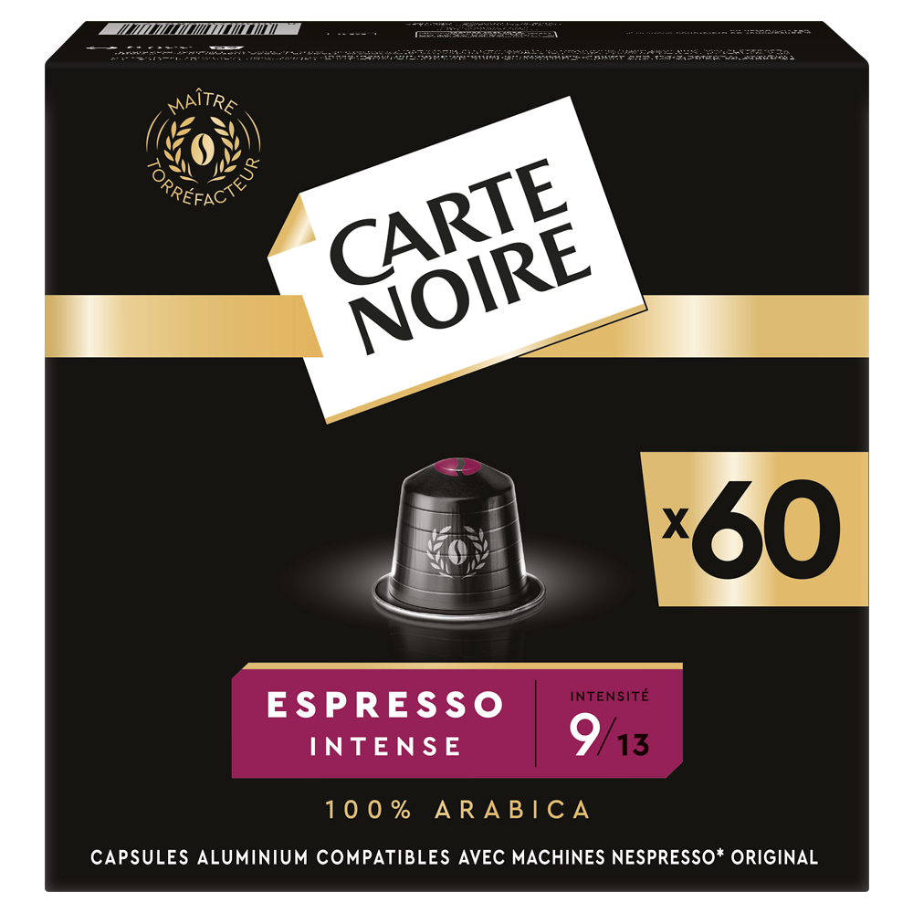 Café capsules Intense n°9 CARTE NOIRE - Compatible NESPRESSO - x60