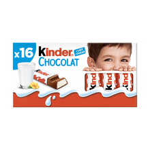 Barres chocolat au lait KINDER, x16 soit Tablette de 200g