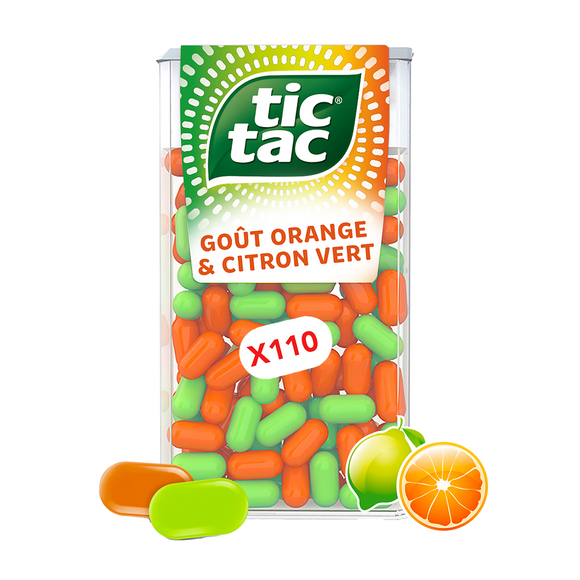 Bonbons TIC TAC x110 pastilles ORANGE & CITRON VERT - 54g