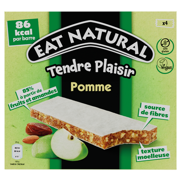 Barres tendres saveur pomme EAT NATURAL, 4x25g, 100g
