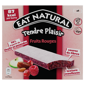 Barres tendres saveur fruits rouges EAT NATURAL, 4X25g, 100g