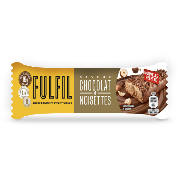 Barre protéinée avec vitamines chocolat&noisettes FULFIL, 55g