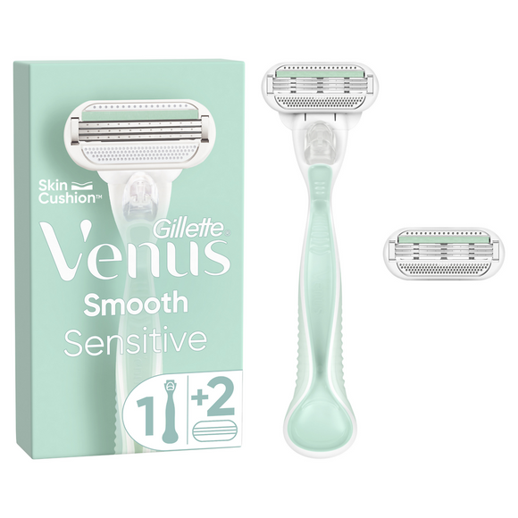 Gillette Venus Smooth Sensitive, Pour Femme, 1 Manche, 2 Recharges