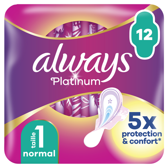 Serviettes hygiéniques normal platinum ALWAYS, x12