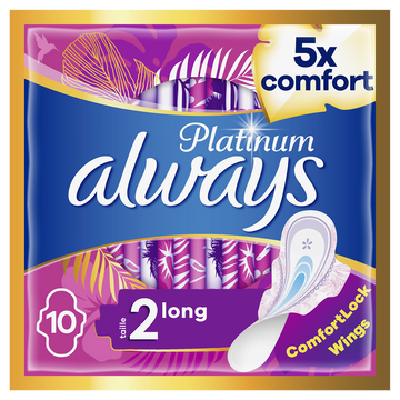 Serviettes hygiéniques long platinum ALWAYS, x10