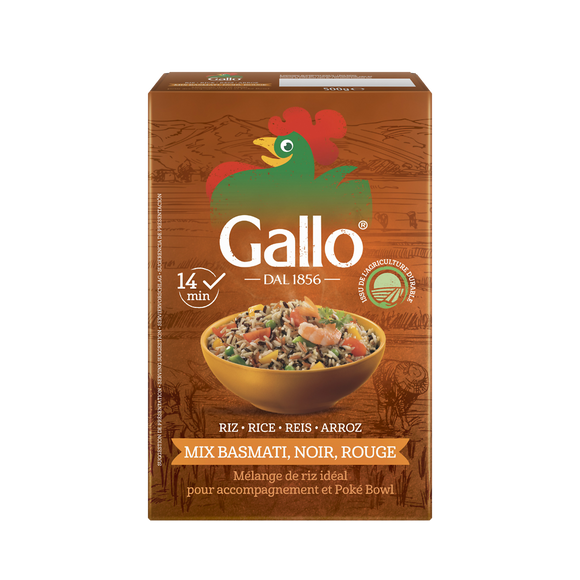 Mélange 3 Riz Basmati, Noir, Rouge Agriculture Durable RISO GALLO 500g