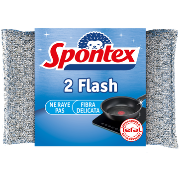 Éponge grattante à vaisselle non rayante Flash SPONTEX, 2 unités
