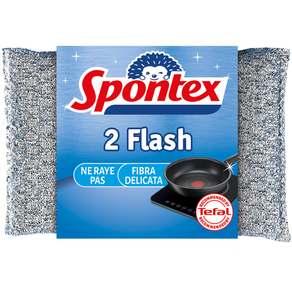 Éponge grattante à vaisselle non rayante Flash SPONTEX, 2 unités