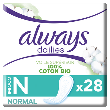 Protège slips coton organic normal ALWAYS, x28