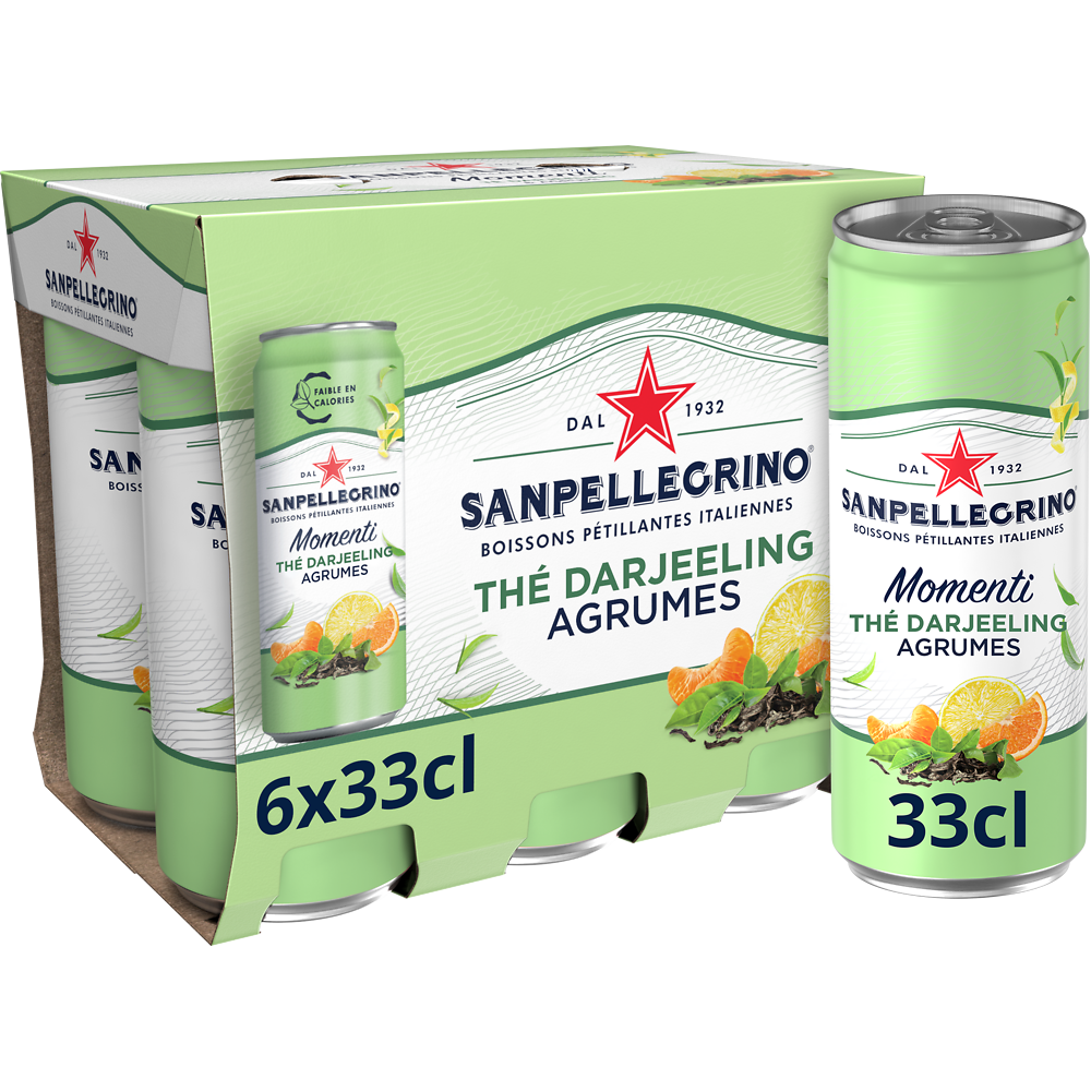 Boisson Gazeuse aromatisée Agrumes Thé SAN PELLEGRINO MOMENTI - 6x33cl